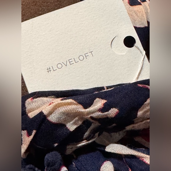 Ann Taylor loft, Navy and Pink Elephant Print Scarf with pom-pom fringe - Picture 9 of 12